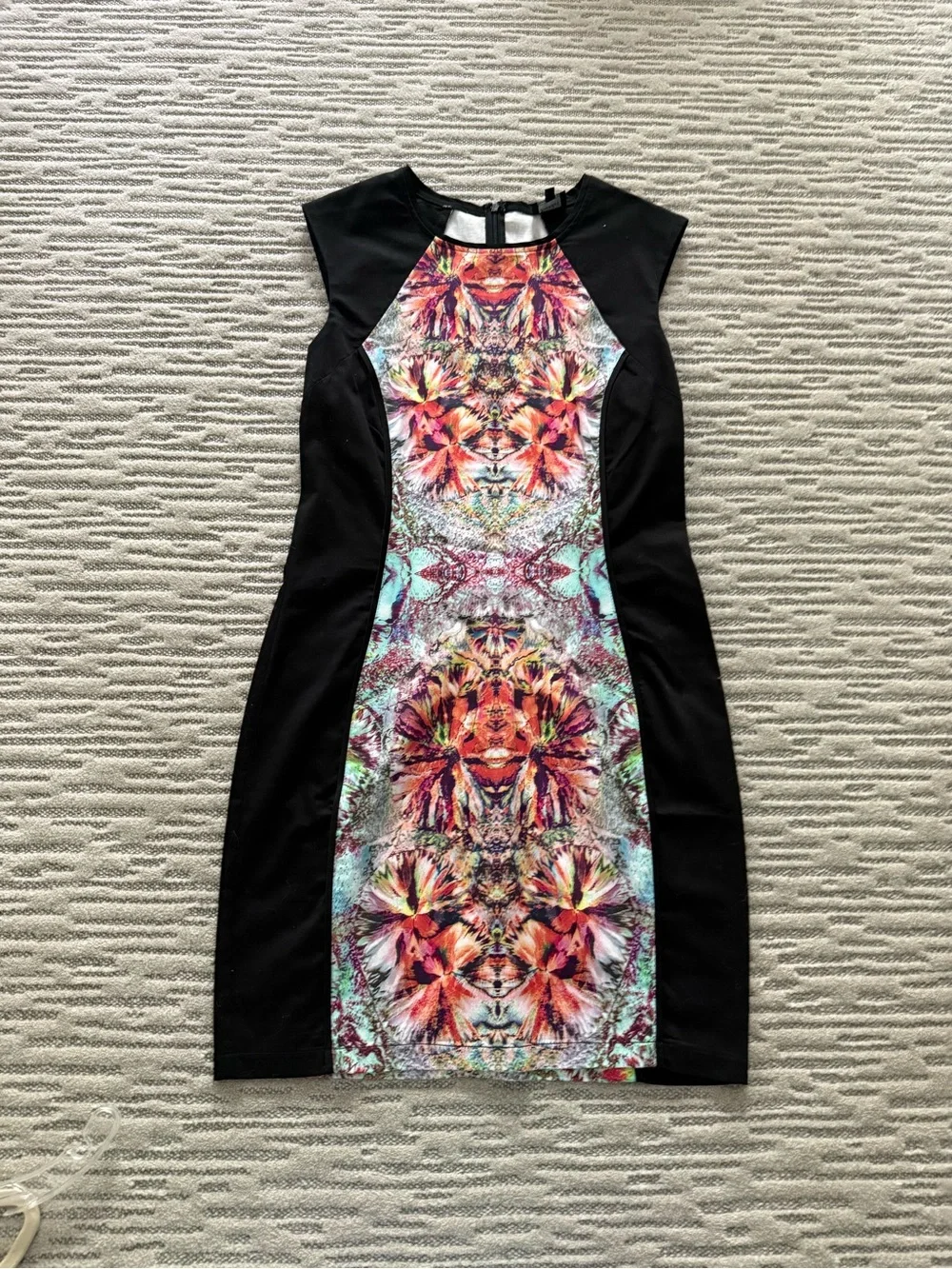Bardot Black Panel Floral-Print Midi Dress
